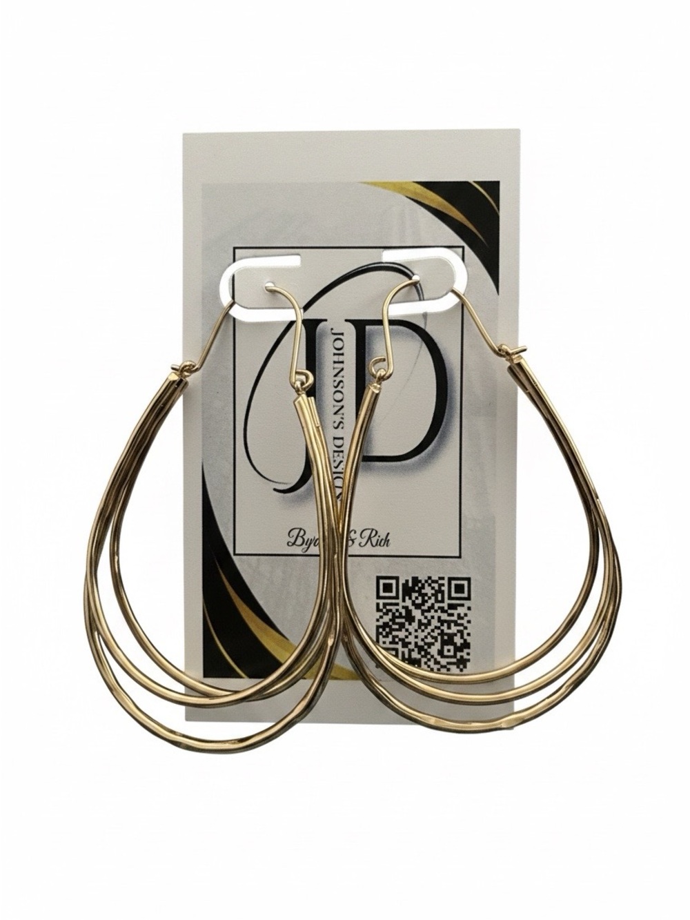 Gold Multi-Loop Hoop Earrings - Picture 3 of 5